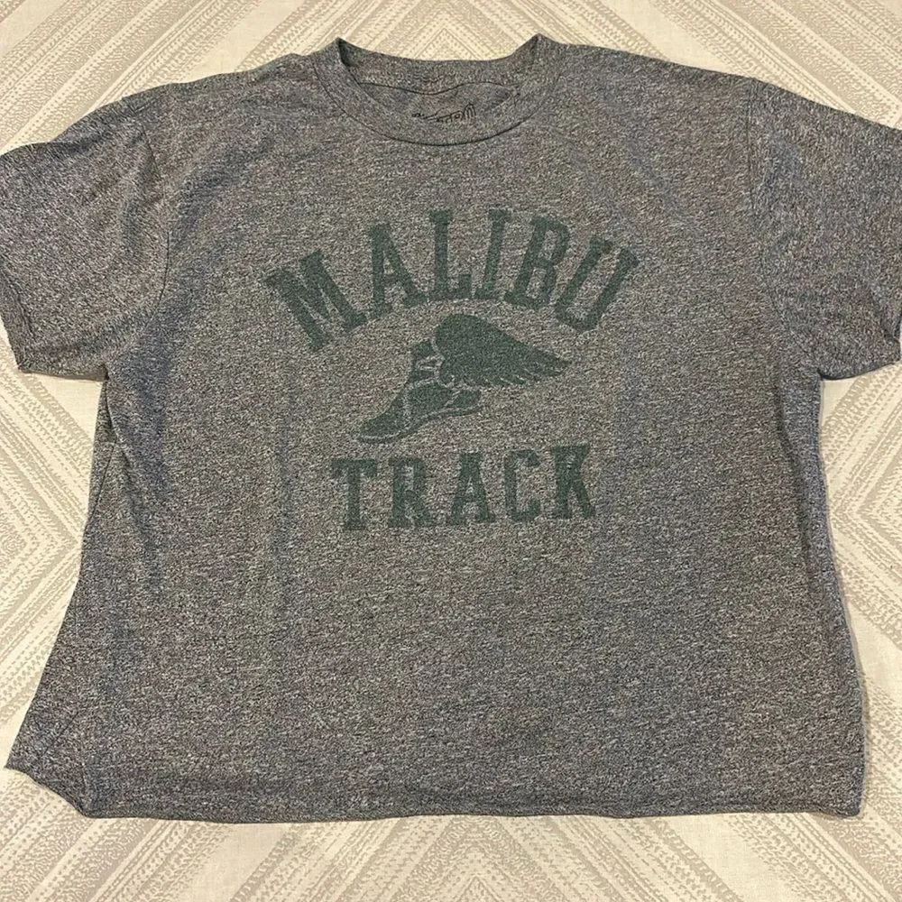 Original Retro Brand Girls ‘Malibu Track’ Heather Grey Cropped Shirt - Size XL